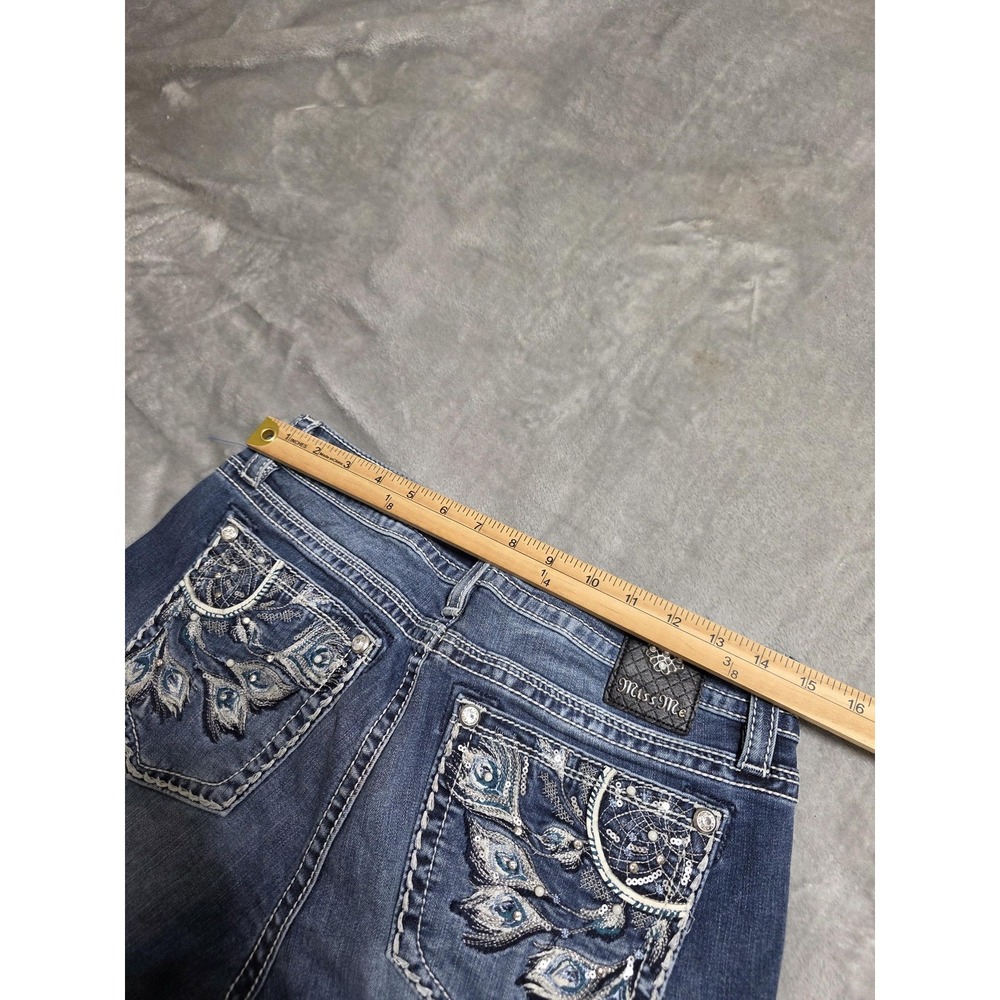 Miss Me Jeans Womens 31 Blue Hailey Skinny Embellished Sequin Rhinestone Pockets - Picture 4 of 9